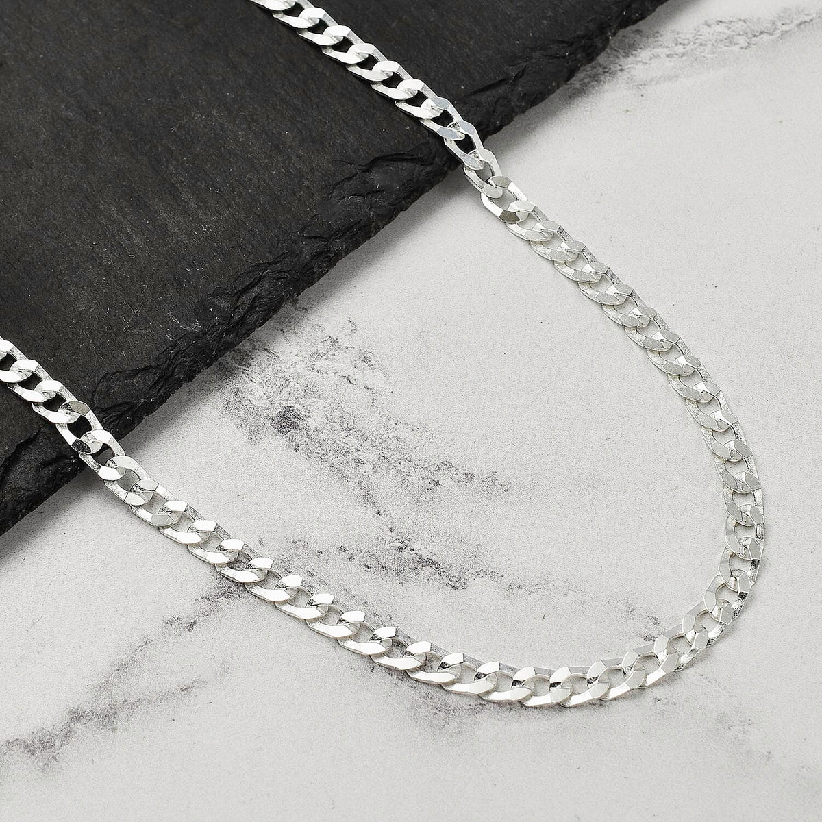 Biggest Italian Closeout 2024- Sterling Silver Flat Curb Square Necklace (Size - 18), Silver Wt. 10 Gms 7723369 1