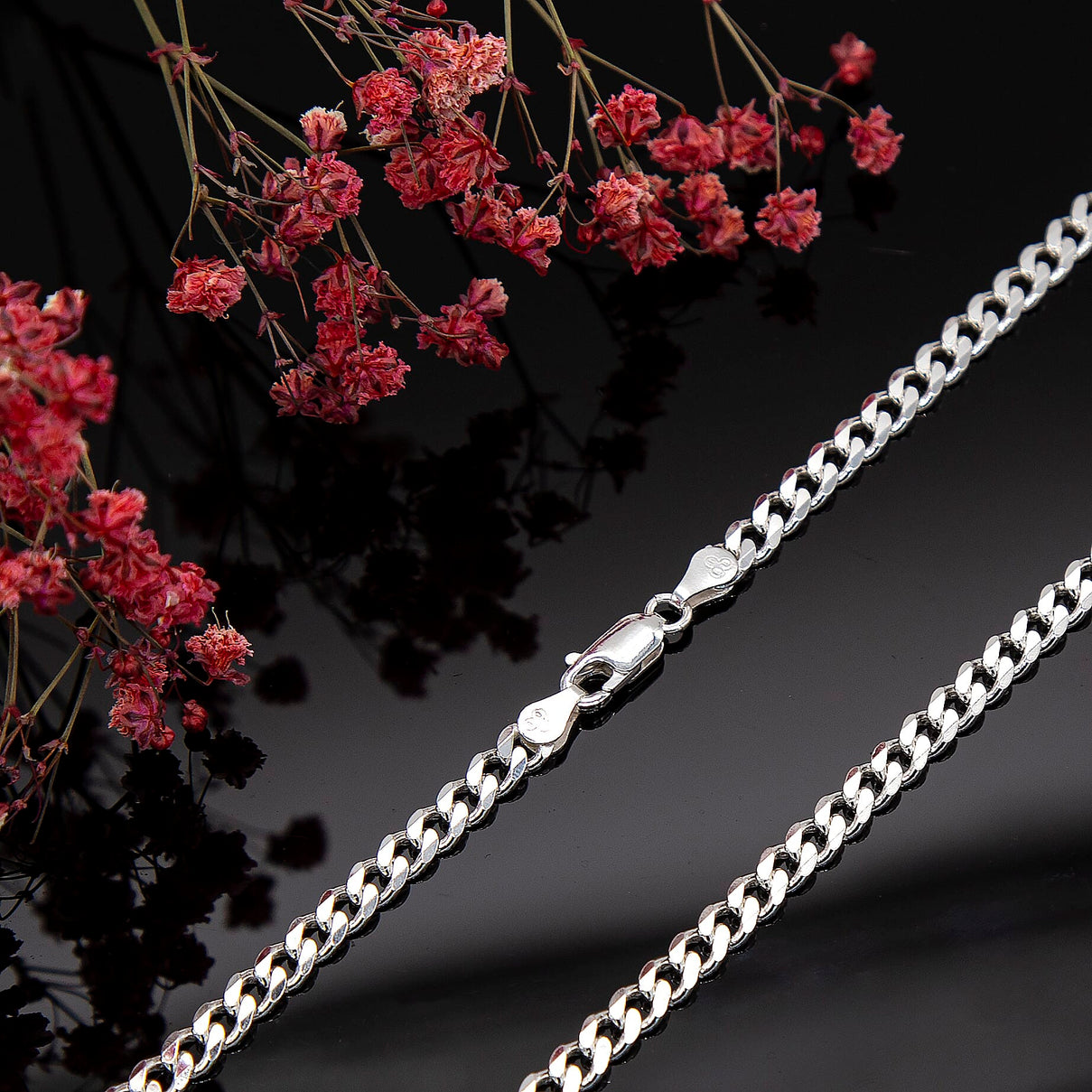 Sterling Silver Diamond Cut Panza Curb Chain 18 Inch 7315189 4