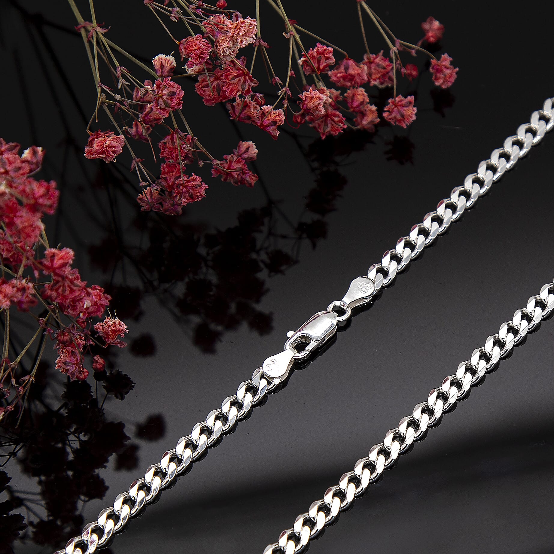 Sterling Silver Diamond Cut Panza Curb Chain 18 Inch 7315189 4