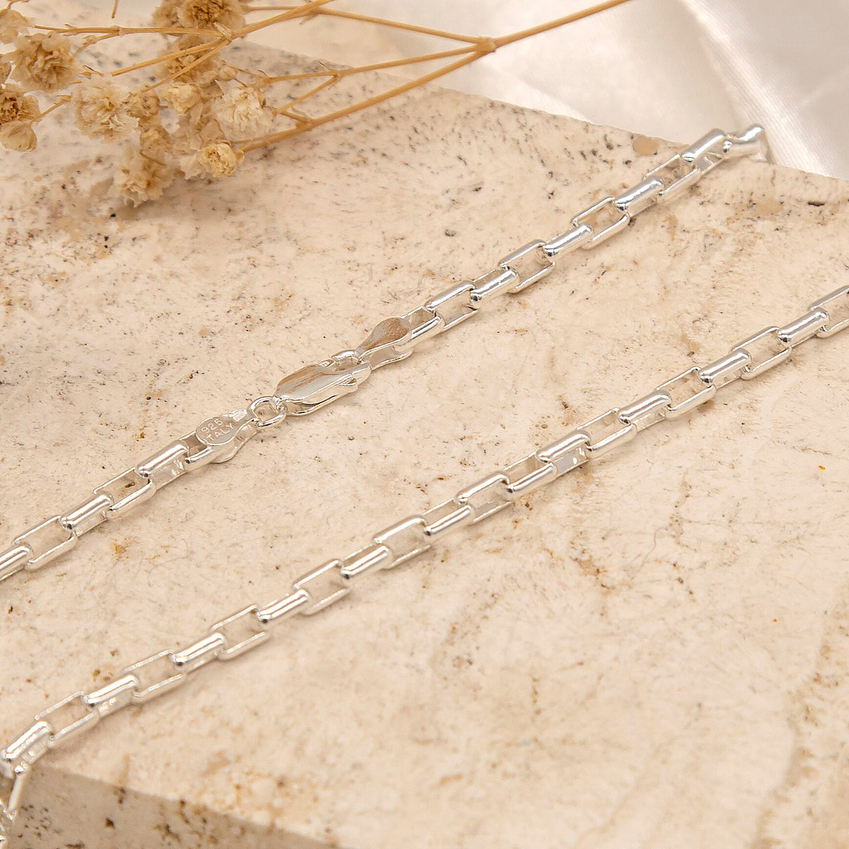 Sterling Silver 4mm Rectangle Belcher Chain 18 Inch 7315299 2