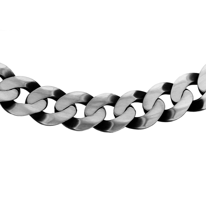 Sterling Silver 10.6mm Oxidised Flat Curb Chain 18 Inch 7315212 1