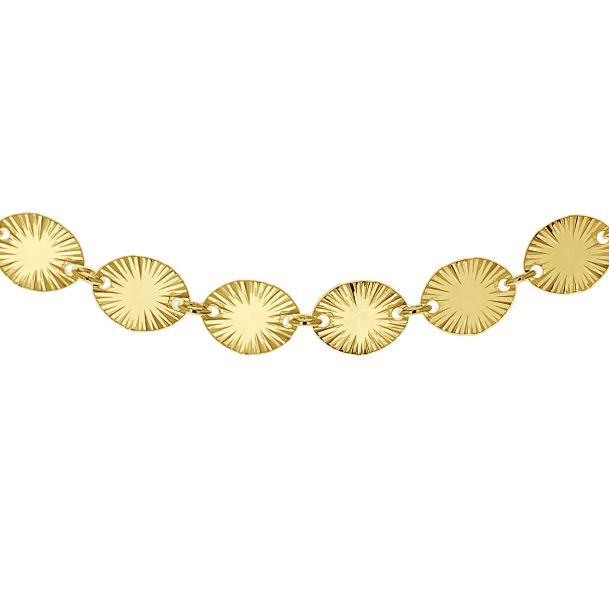 Sterling Silver Yellow Gold Plated 4.6mm Star Burst Oval Disc Necklace 18 Inch 7620326 0
