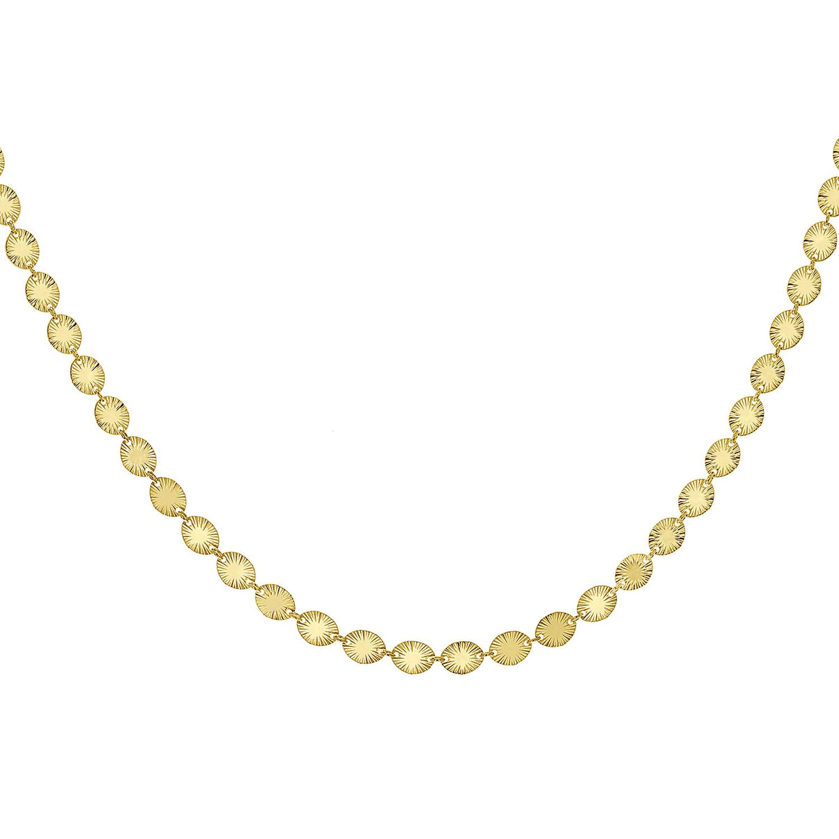 Sterling Silver Yellow Gold Plated 4.6mm Star Burst Oval Disc Necklace 18 Inch 7620326 1