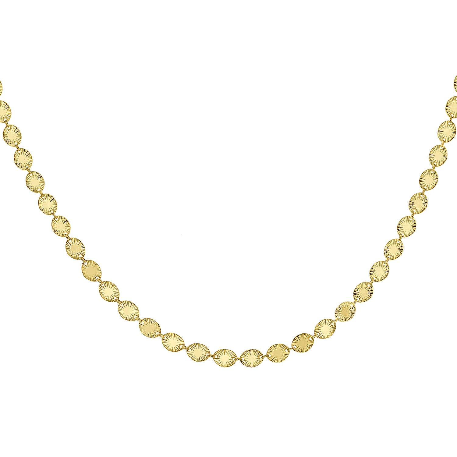 Sterling Silver Yellow Gold Plated 4.6mm Star Burst Oval Disc Necklace 18 Inch 7620326 1