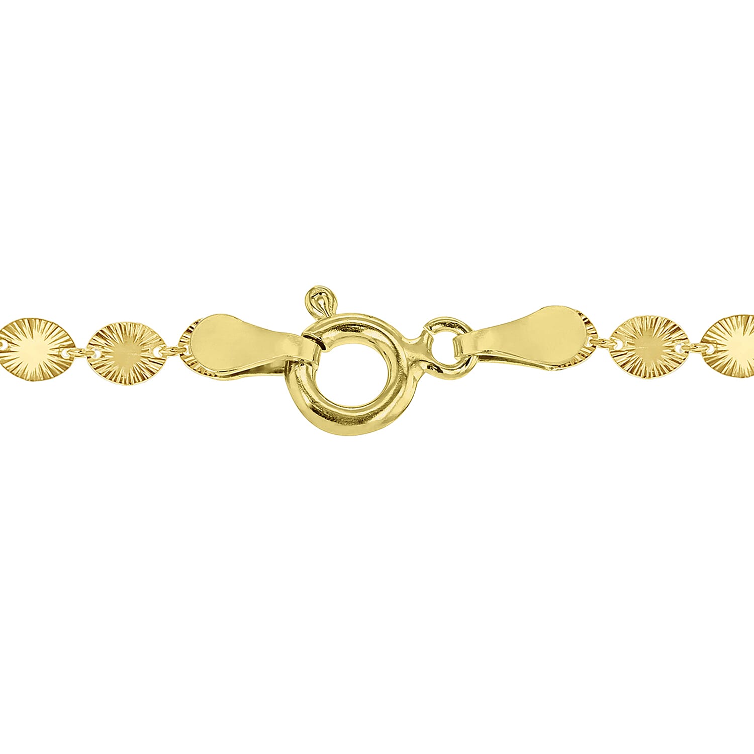 Sterling Silver Yellow Gold Plated 4.6mm Star Burst Oval Disc Necklace 18 Inch 7620326 2