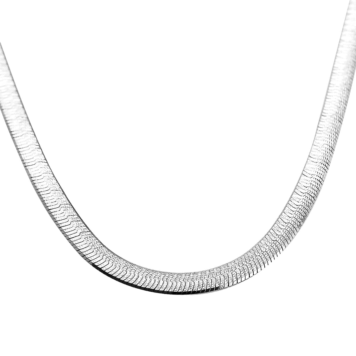 Italian Closeout Platinum Overlay Sterling Silver Herringbone Necklace (Size - 18), Silver Wt. 9.18 Gms 7385513 0