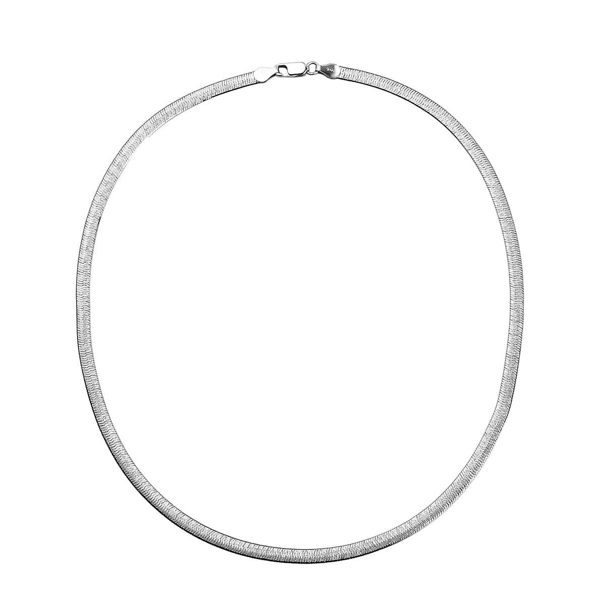 Italian Closeout Platinum Overlay Sterling Silver Herringbone Necklace (Size - 18), Silver Wt. 9.18 Gms 7385513 2