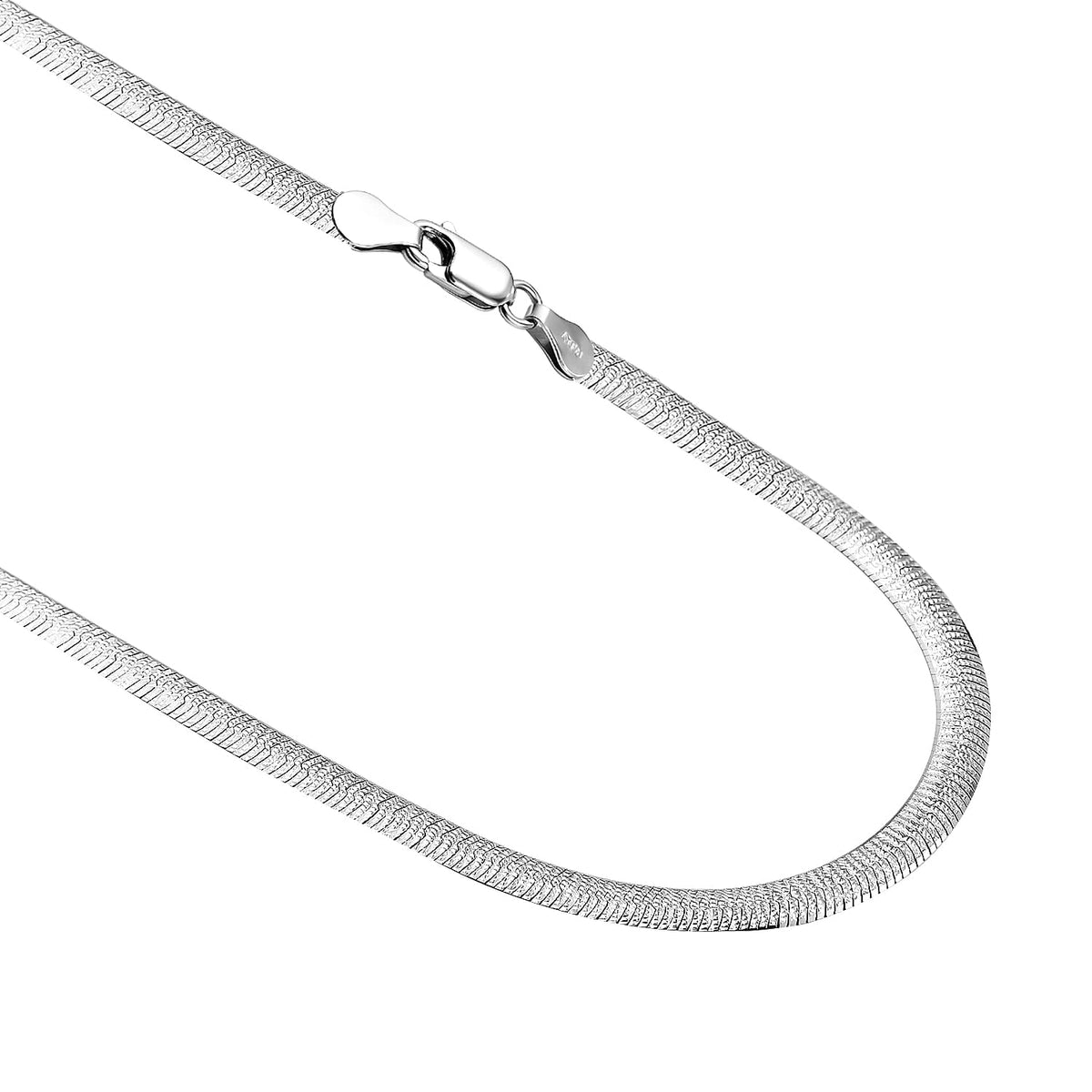 Italian Closeout Platinum Overlay Sterling Silver Herringbone Necklace (Size - 18), Silver Wt. 9.18 Gms 7385513 4