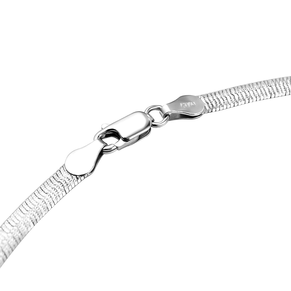 Italian Closeout Platinum Overlay Sterling Silver Herringbone Necklace (Size - 18), Silver Wt. 9.18 Gms 7385513 5