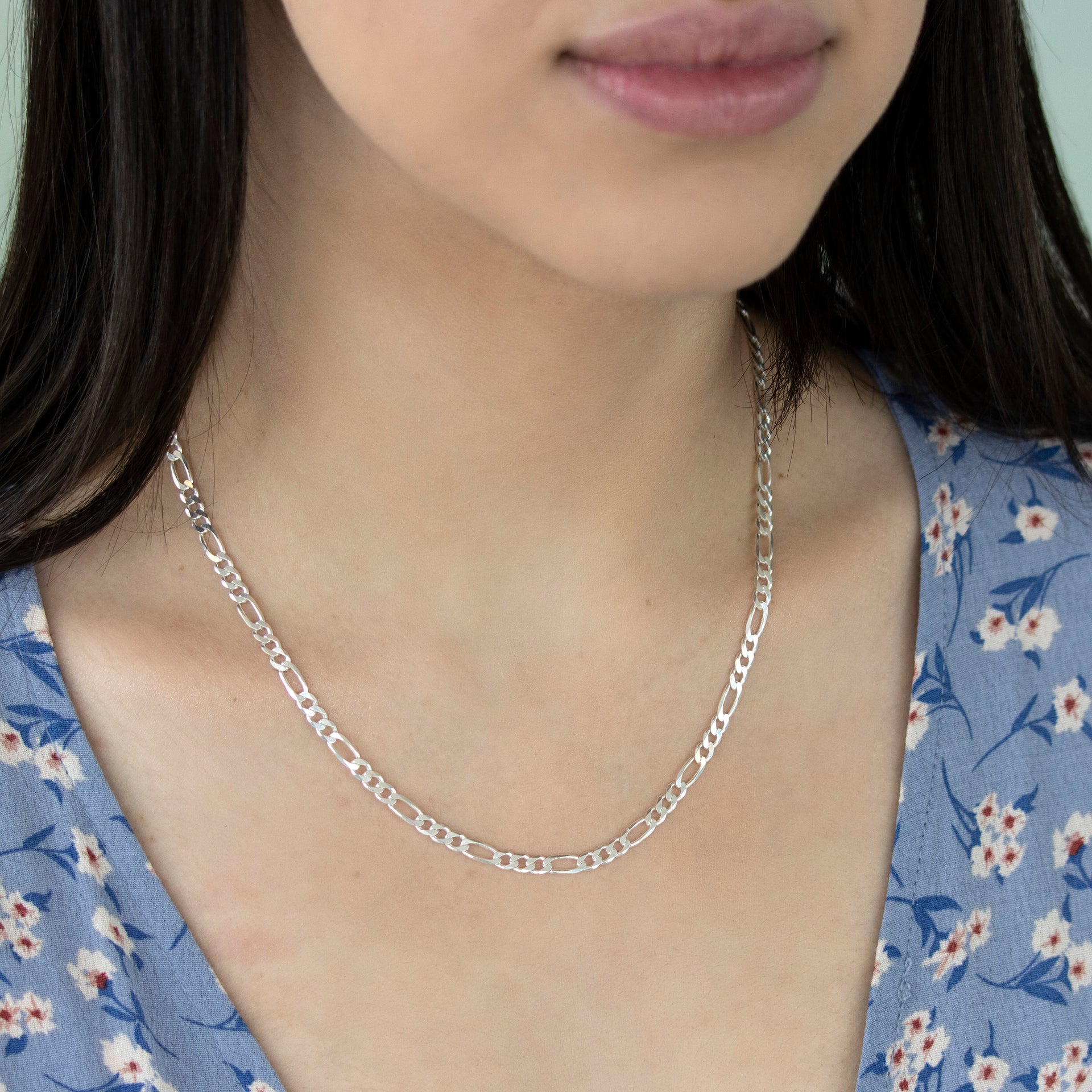 Sterling Silver Diamond Cut Figaro Chain 18 Inch 7618001 1