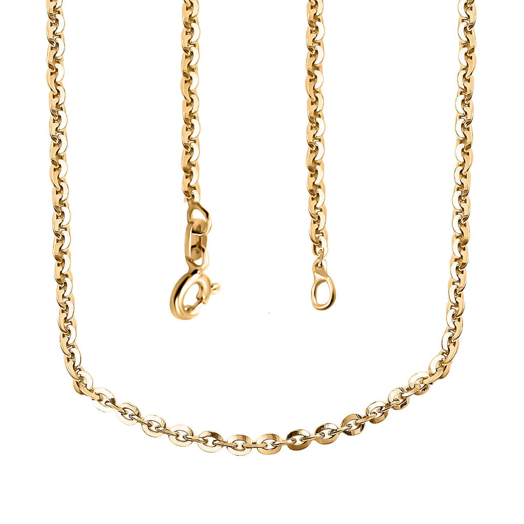 Italian Made - Yellow Gold Overlay Sterling Silver Belcher Chain (Size - 18) with Spring Ring Casp