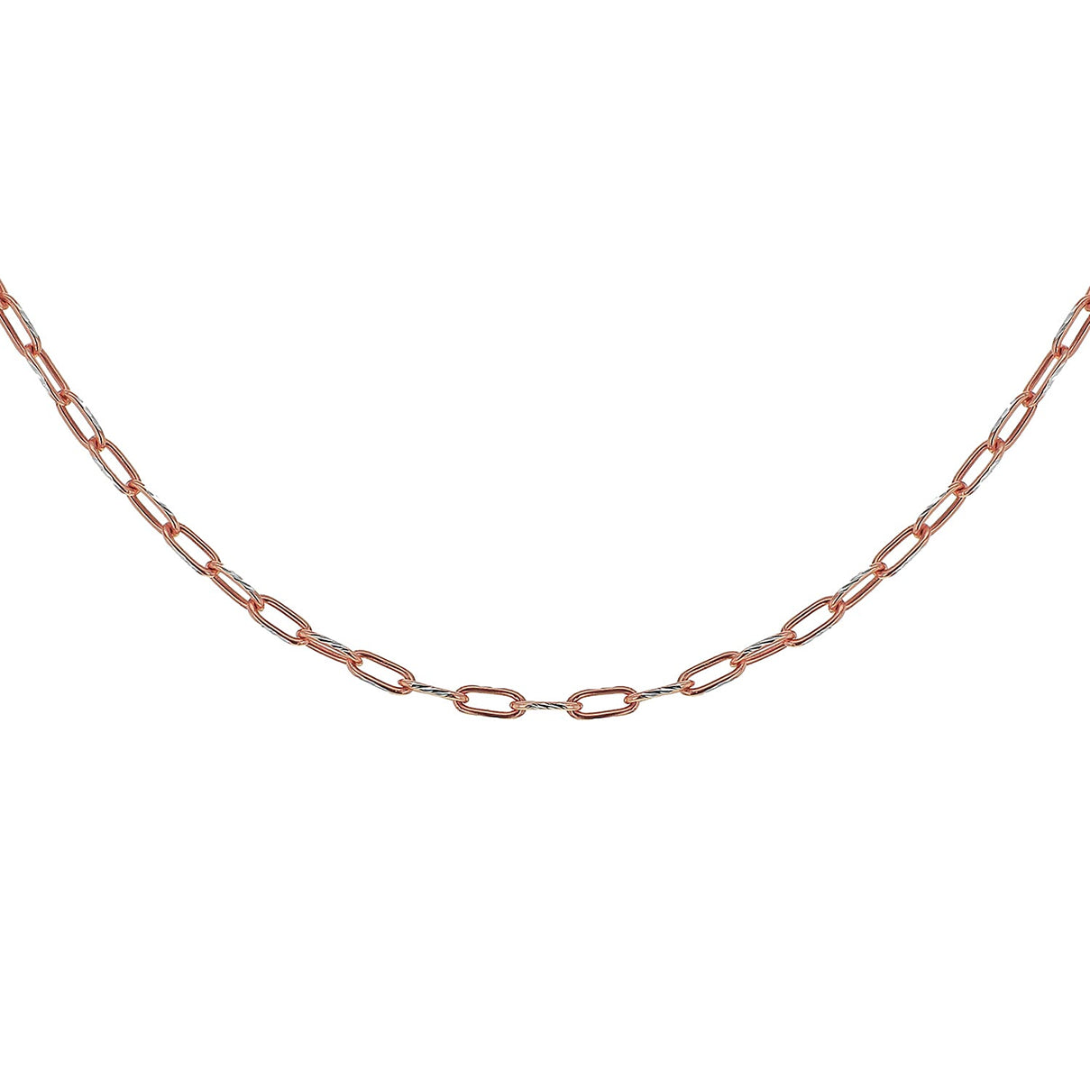 Sterling Silver 2 Tone Diamond Cut Paperclip Chain 18 Inch 7611208 6