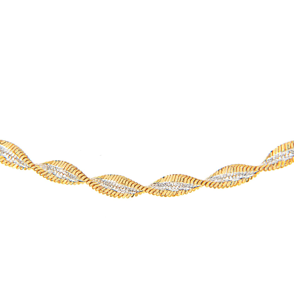 Sterling Silver 2 Tone Yellow and White Twist Chain Necklace 18 Inch 7619187 0