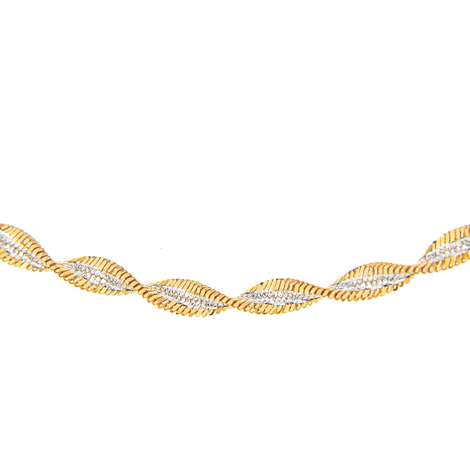 Sterling Silver 2 Tone Yellow and White Twist Chain Necklace 18 Inch 7619187 0