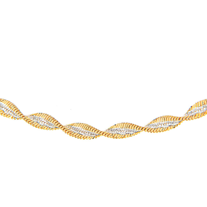 Sterling Silver 2 Tone Yellow and White Twist Chain Necklace 18 Inch 7619187 1