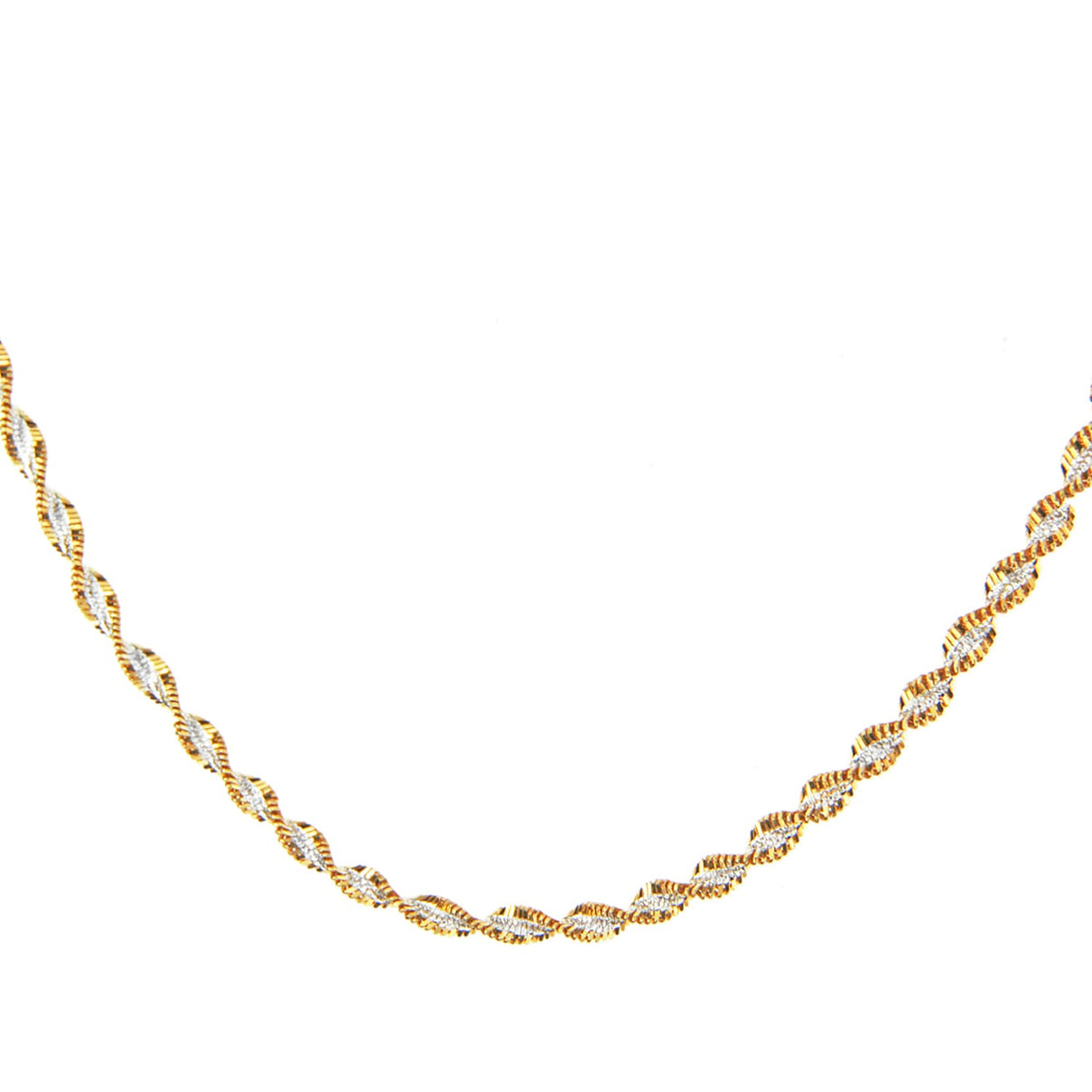 Sterling Silver 2 Tone Yellow and White Twist Chain Necklace 18 Inch 7619187 1