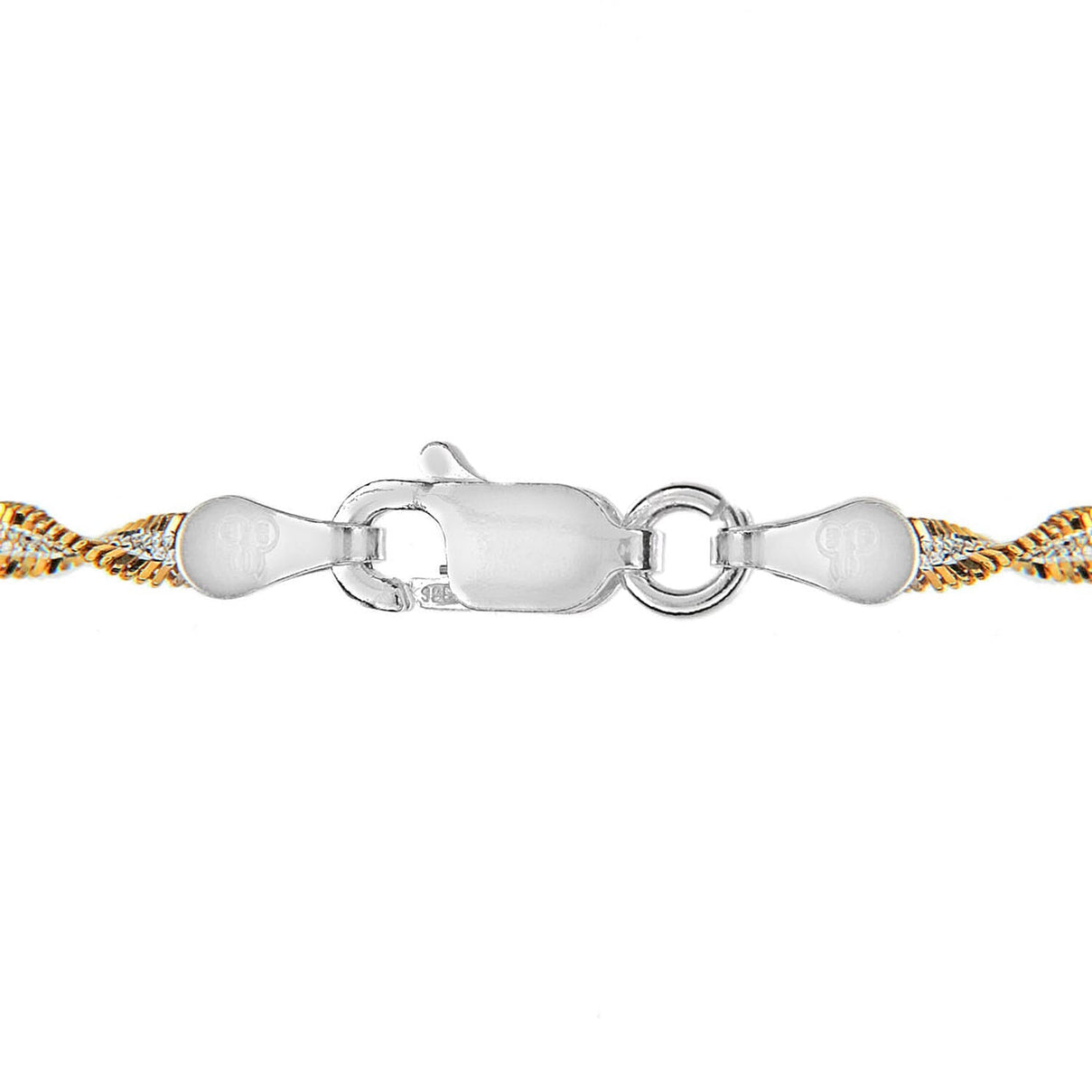 Sterling Silver 2 Tone Yellow and White Twist Chain Necklace 18 Inch 7619187 2