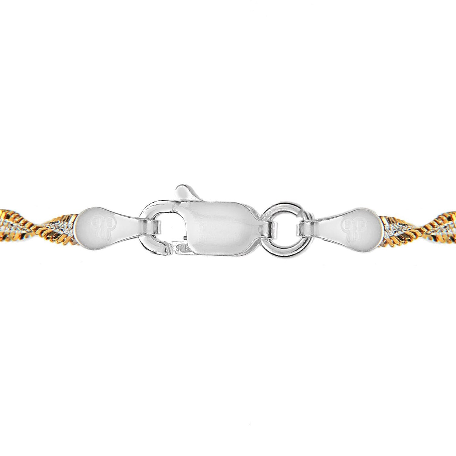Sterling Silver 2 Tone Yellow and White Twist Chain Necklace 18 Inch 7619187 2