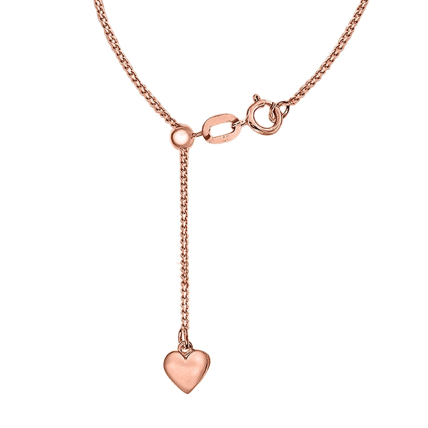 Sterling Silver Rose Gold Plated Adjustable Heart Slider 35 PG Curb Chain 18 Inch 7620557 1