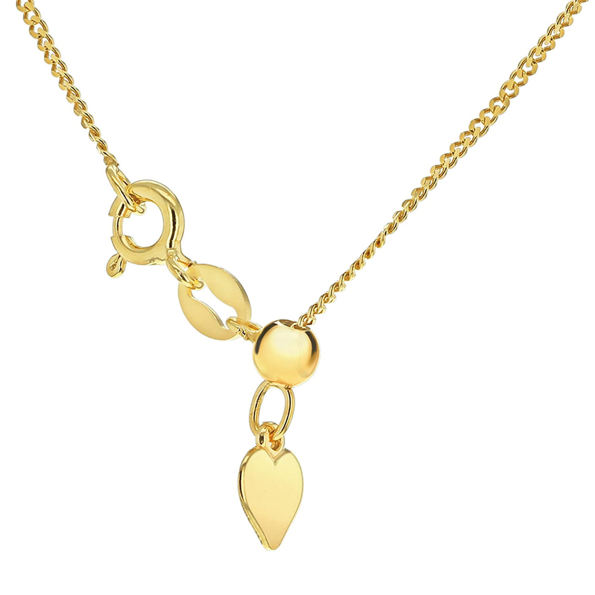 Sterling Silver Yellow Gold Plated Adjustable Heart Slider 35 PG Curb Chain 18 Inch 7620558 2