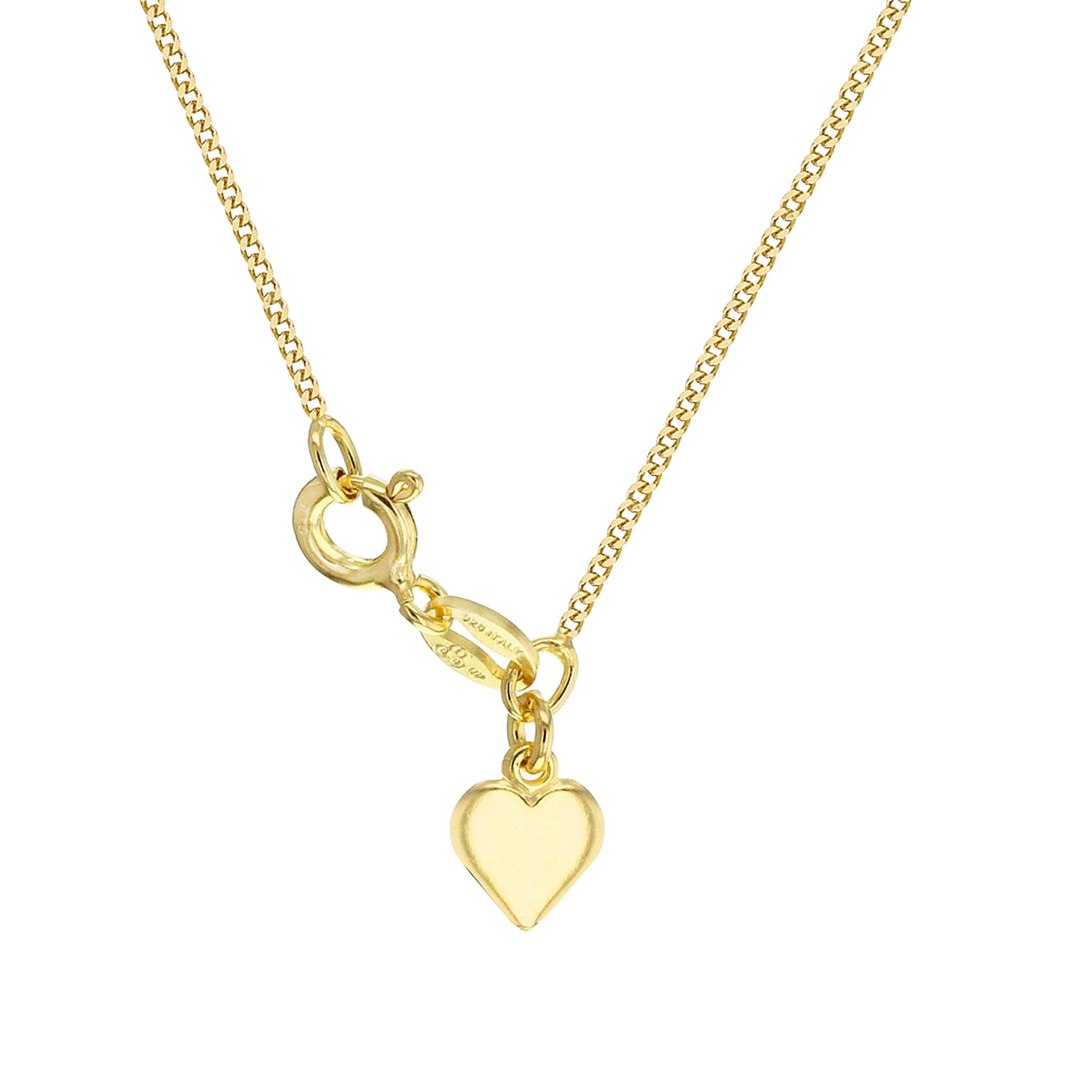 Sterling Silver 1 Micron Yellow Gold Plated Heart Curb Chain 18 Inch 7620829 0