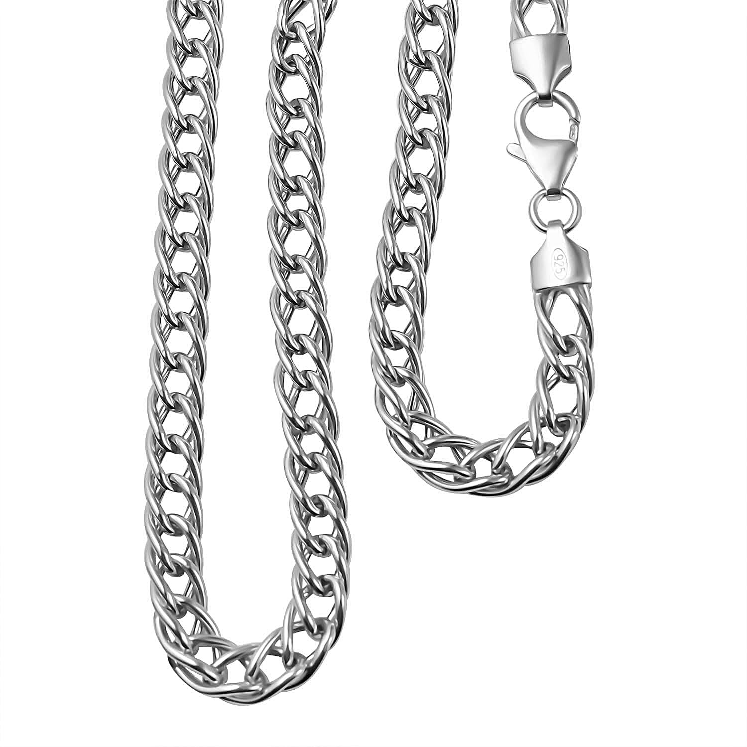 JCK Vegas Closeout - Sterling Silver Double Curb Necklace (Size - 20) 7740213 6