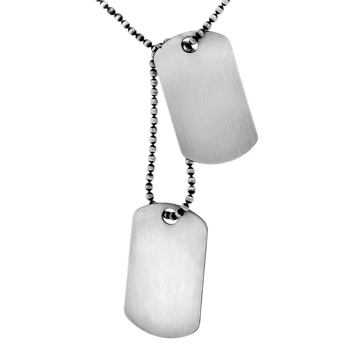 Sterling Silver Oxidised Double Dog Tag on Ball Chain 20 Inch 7315294 1