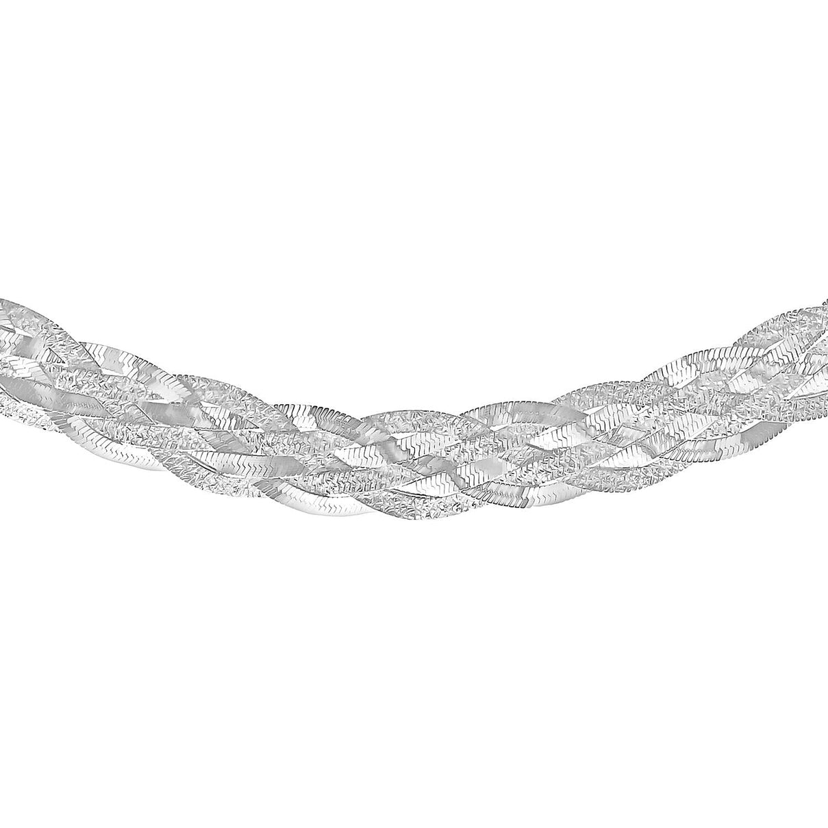 Sterling Silver Patterned and Polished Strand Plaited Herringbone Necklace 20 Inch 7317755 0