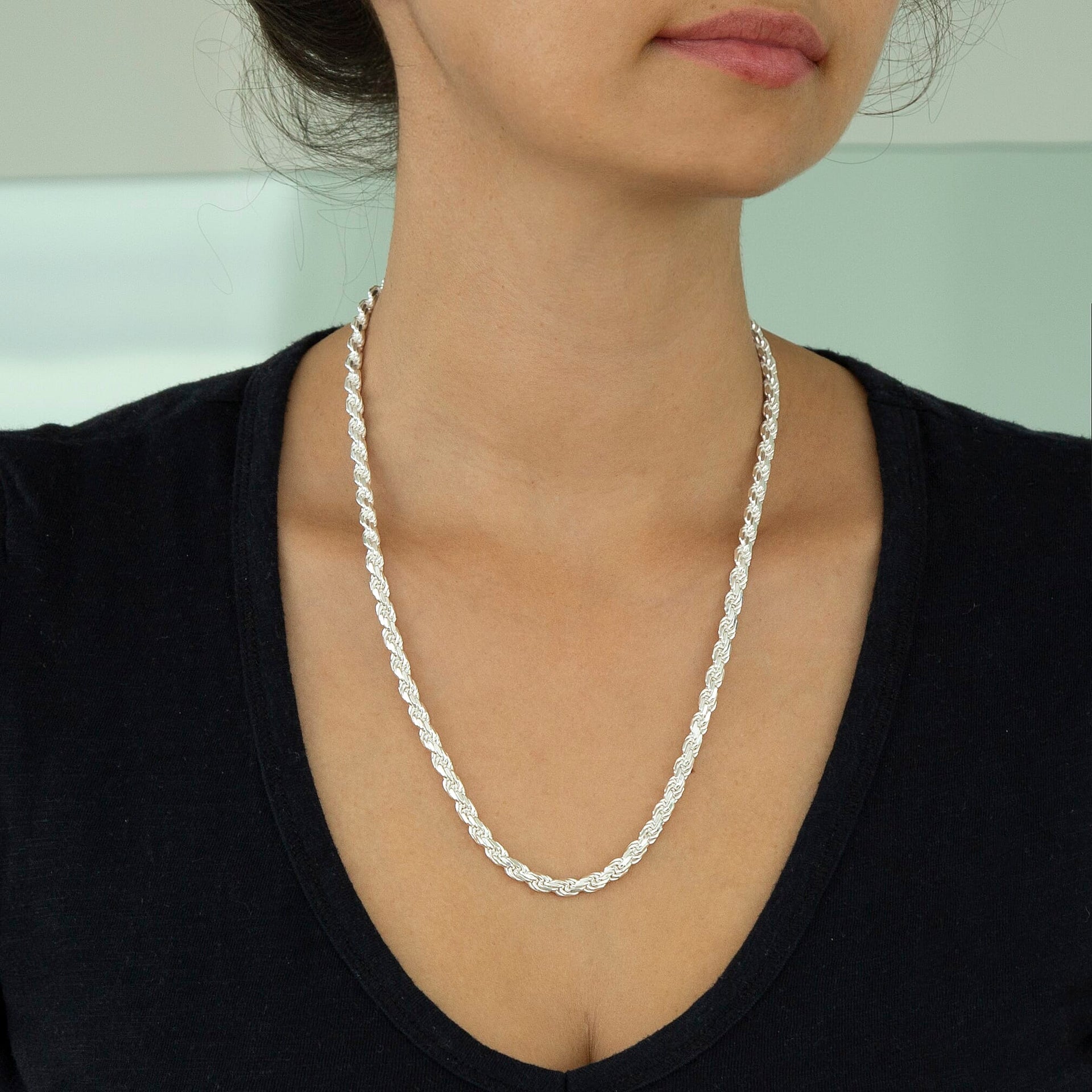 Sterling Silver Solid Diamond Cut Rope Chain 20 Inch 7317673 1
