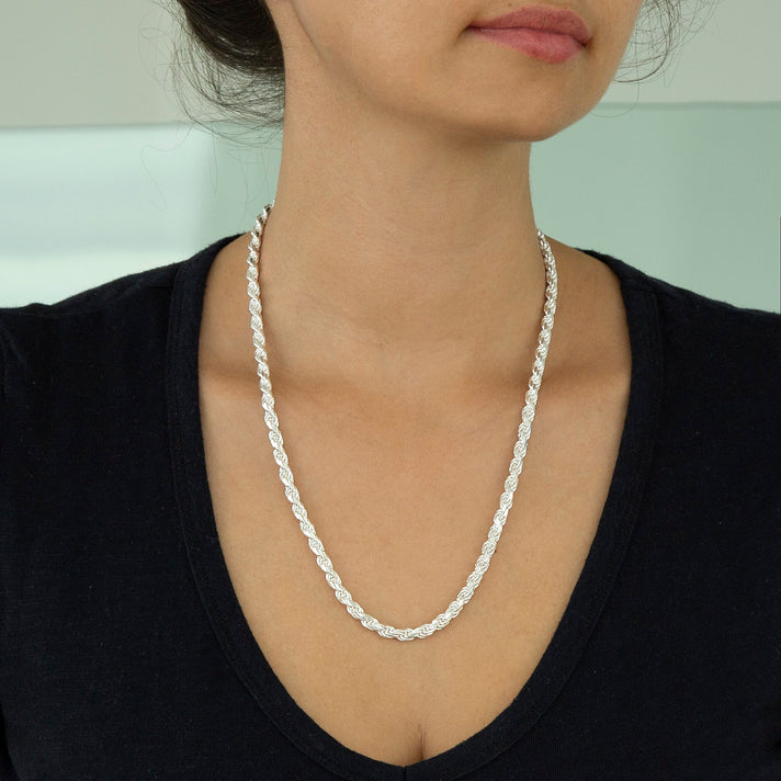 Sterling Silver Solid Diamond Cut Rope Chain 20 Inch 7317673 2