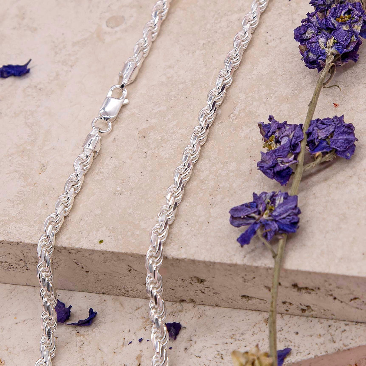 Sterling Silver Solid Diamond Cut Rope Chain 20 Inch 7317673 3