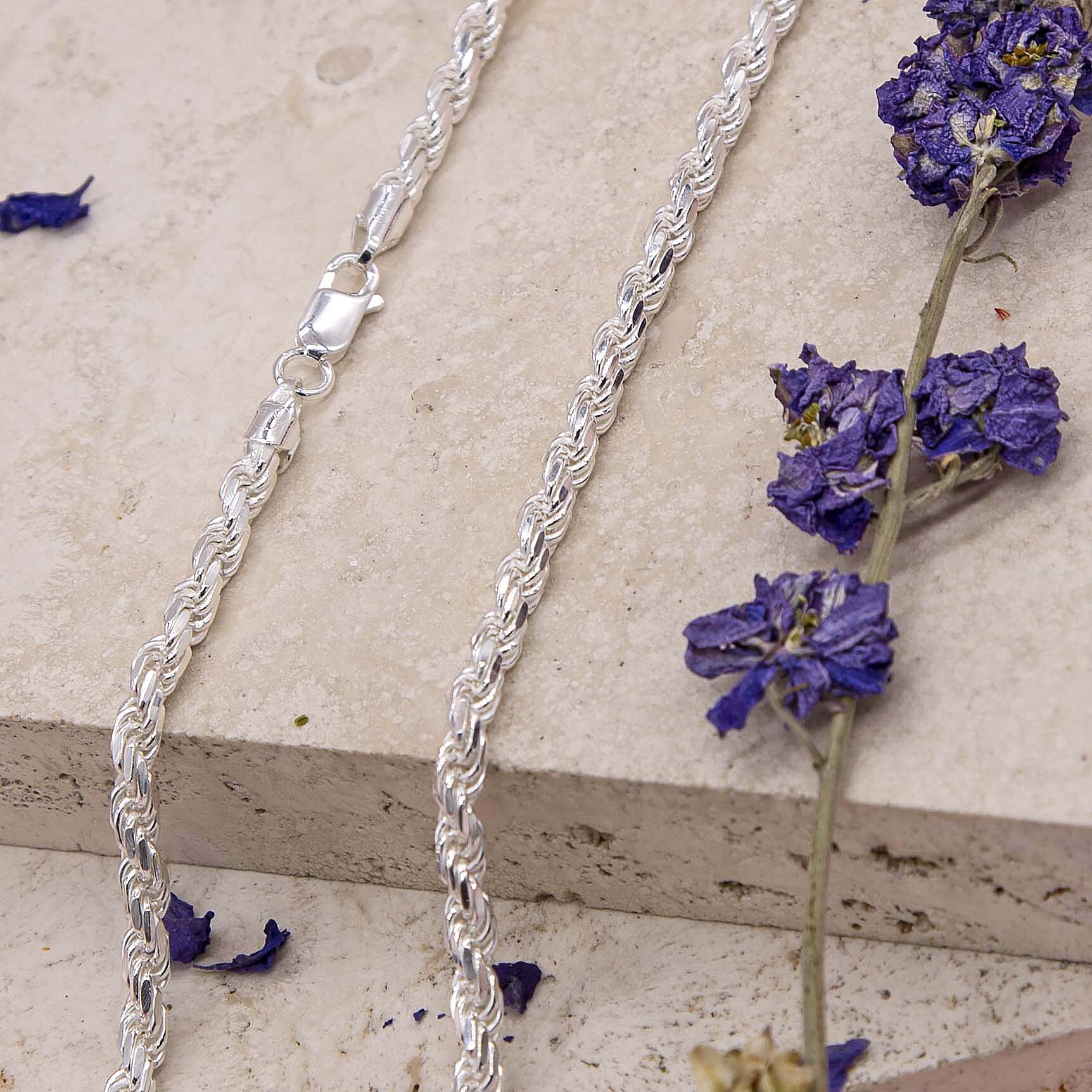 Sterling Silver Solid Diamond Cut Rope Chain 20 Inch 7317673 3