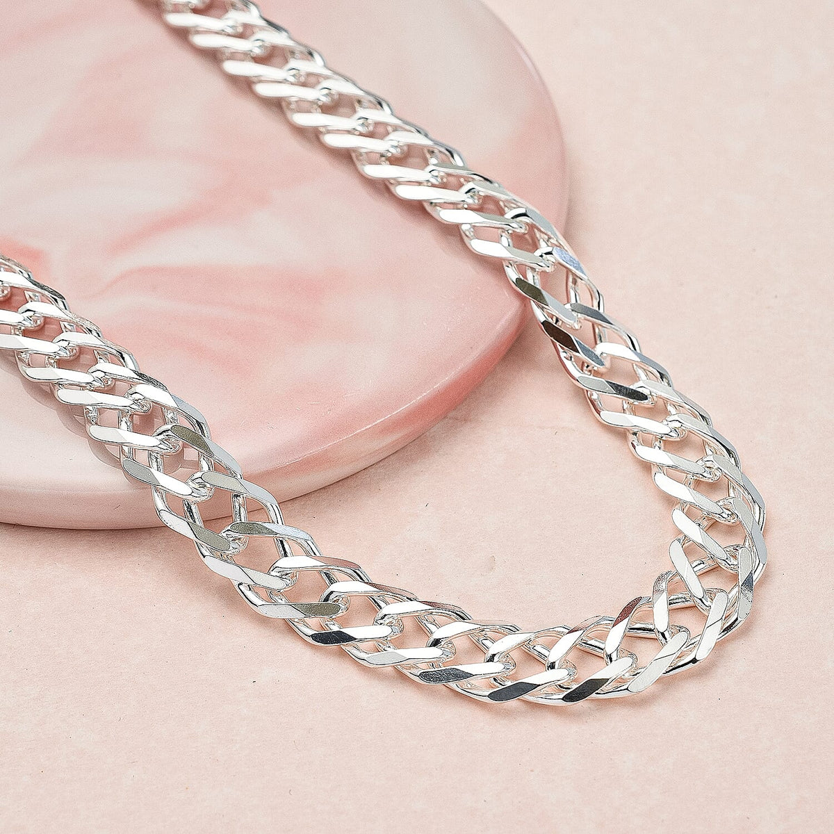One Time Italian Closeout - Sterling Silver Double Curb Necklace (Size - 20), Silver Wt. 48.3 Gms 7724001 1