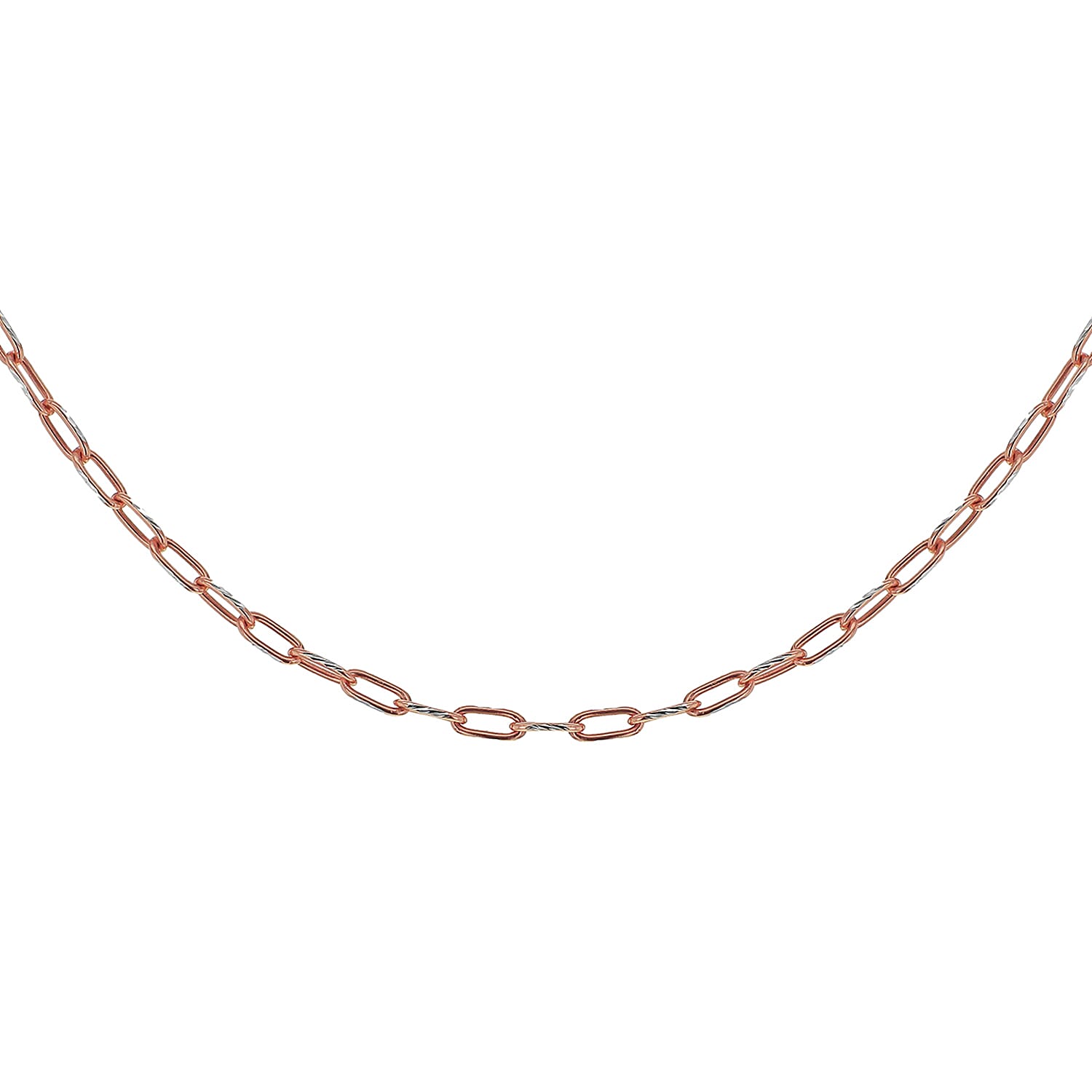 Sterling Silver 2 Tone Diamond Cut Paperclip Chain 20 Inch 7611209 6