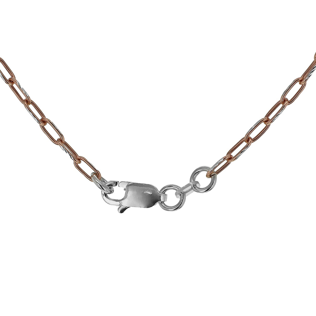 Sterling Silver 2 Tone Diamond Cut Paperclip Chain 20 Inch 7611209 7