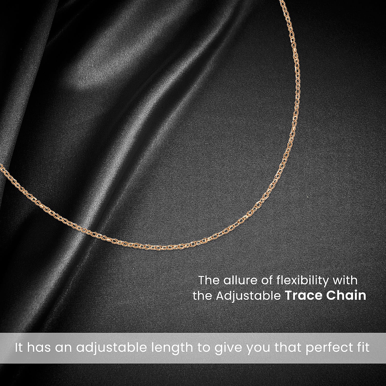 Sterling Silver Rose Gold Plated Adjustable Trace Chain 18 Inch - 20 Inch 7620008 2