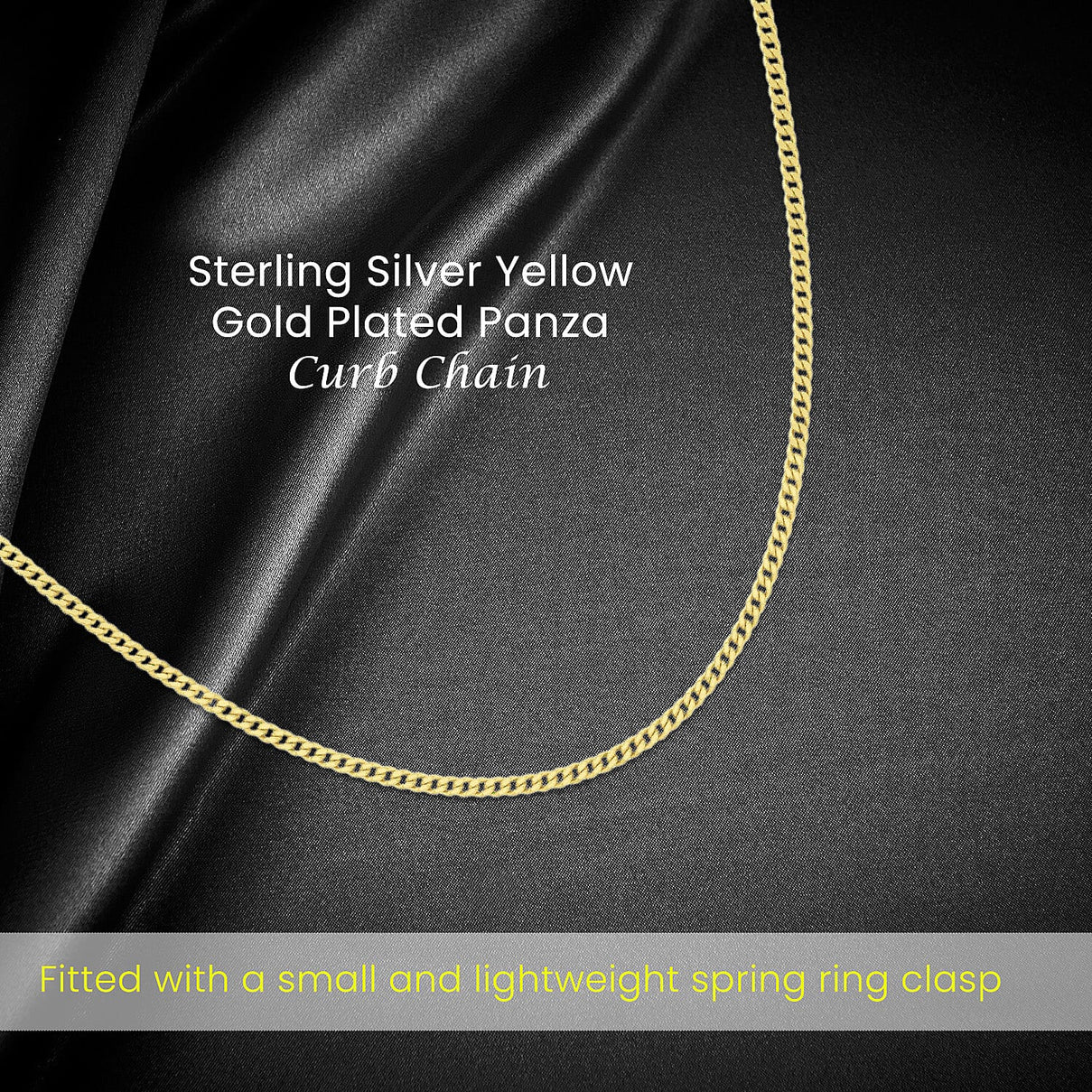 Sterling Silver Yellow Gold Plated Panza Curb Adjustable Chain 18 Inch - 20 Inch 7620658 2