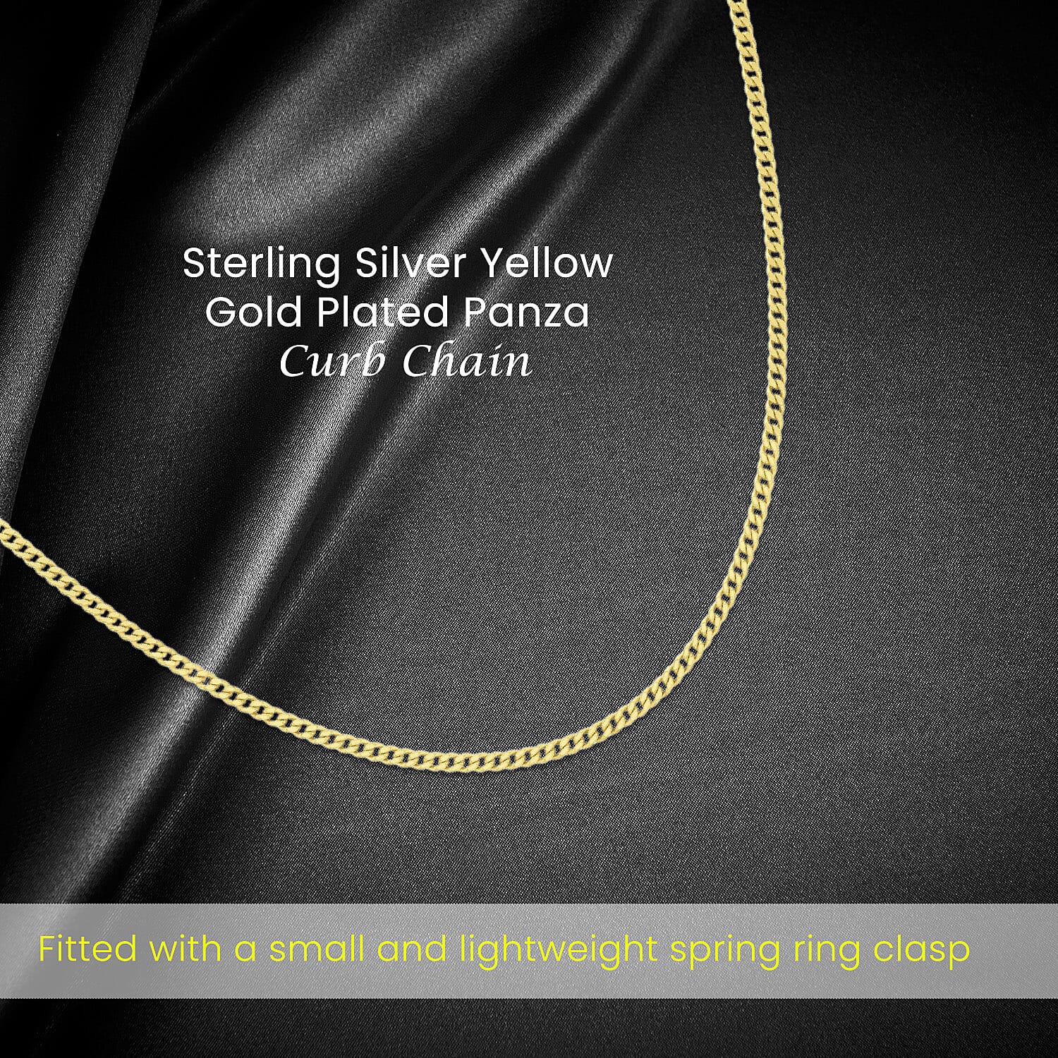 Sterling Silver Yellow Gold Plated Panza Curb Adjustable Chain 18 Inch - 20 Inch 7620658 2