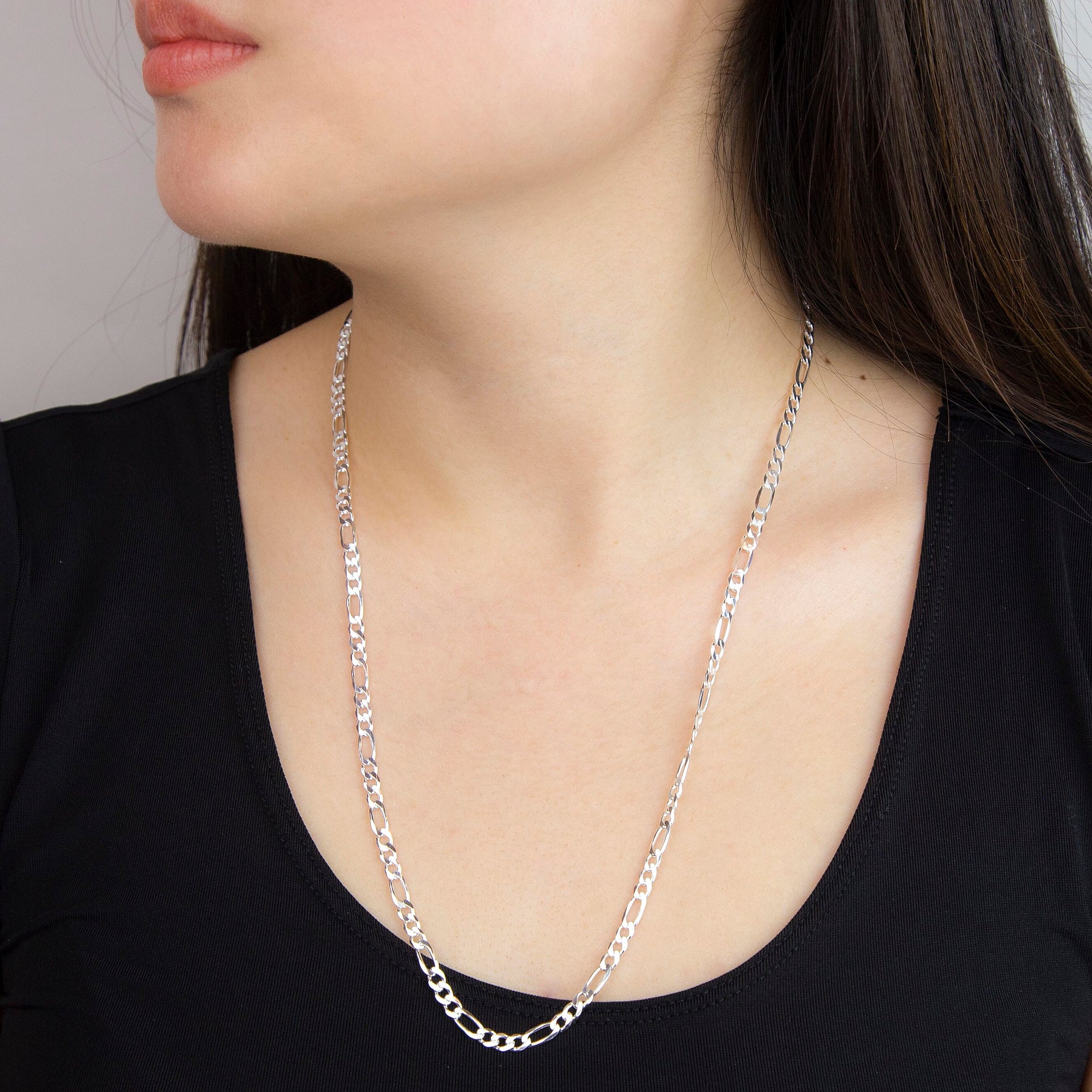Sterling Silver Diamond Cut Figaro Chain 22 Inch 7618023 1