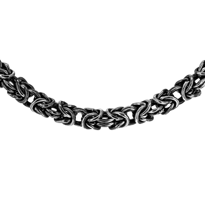 Sterling Silver Rhodium Plated Oxidised 6mm Byzantine Chain Necklace 22 Inch 7317979 1
