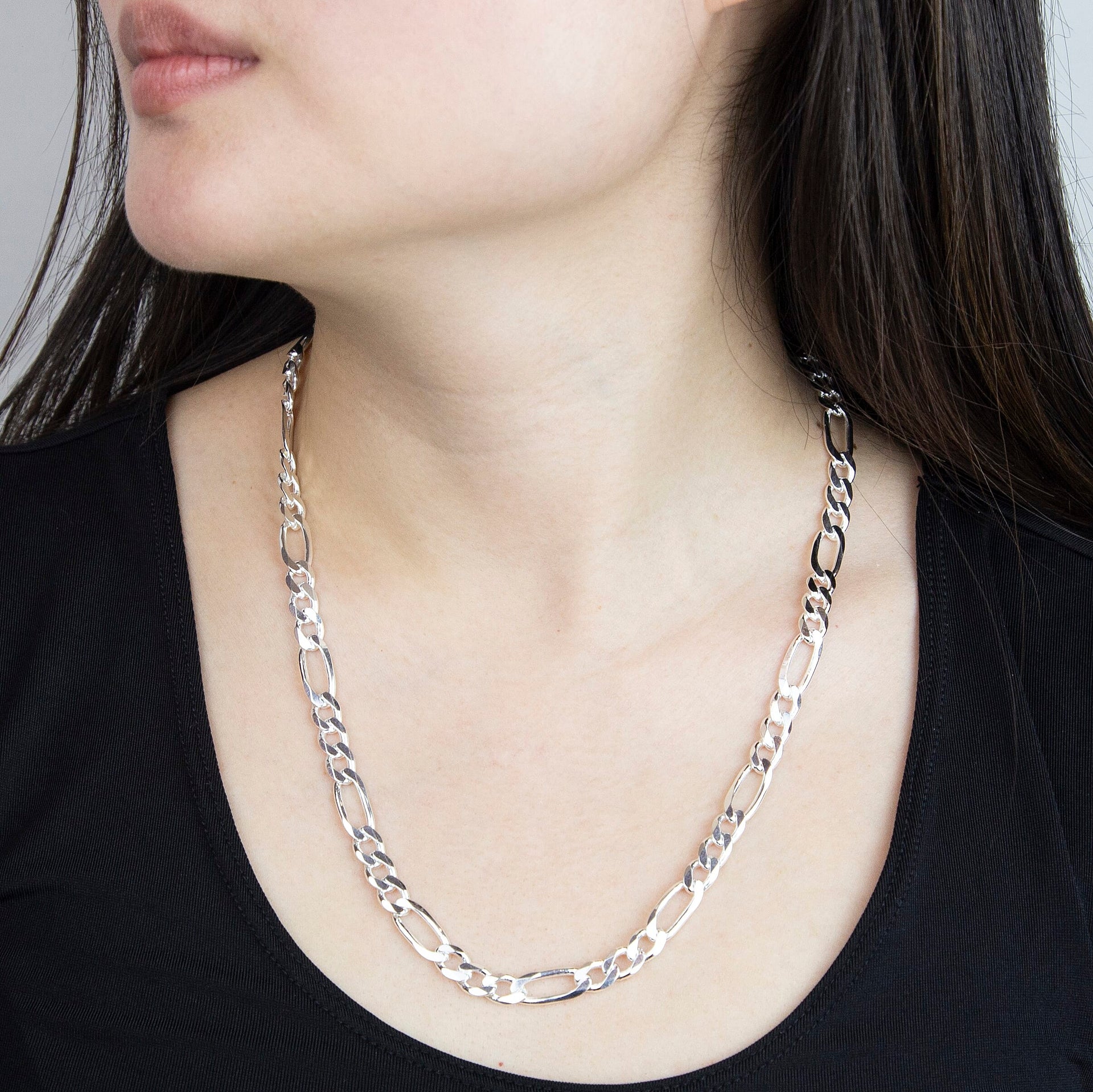Sterling Silver Diamond Cut Figaro Chain 22 Inch 7315291 1