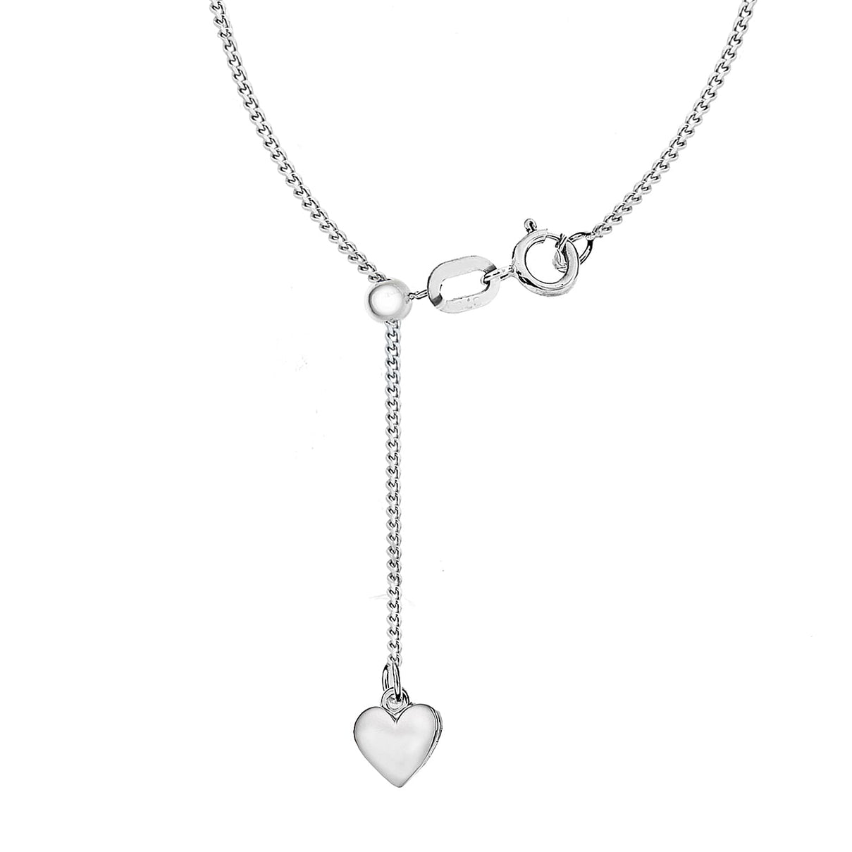 Sterling Silver 6.5mm x 7mm Heart Slider Adjustable Curb Chain 22 Inch 7607262 2