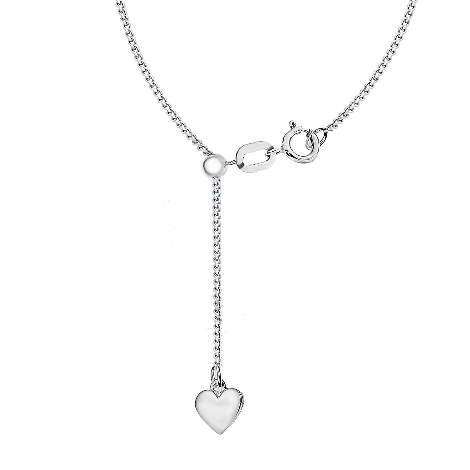 Sterling Silver 6.5mm x 7mm Heart Slider Adjustable Curb Chain 22 Inch 7607262 2
