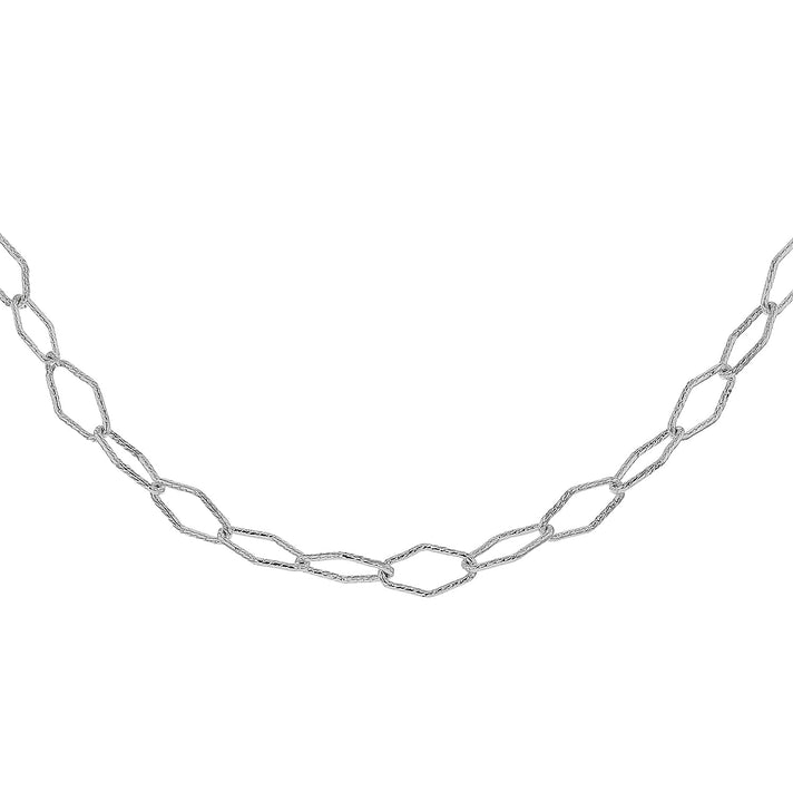Sterling Silver Twist Detail Diamond Shaped Belcher Chain 24 Inch 7607714 2