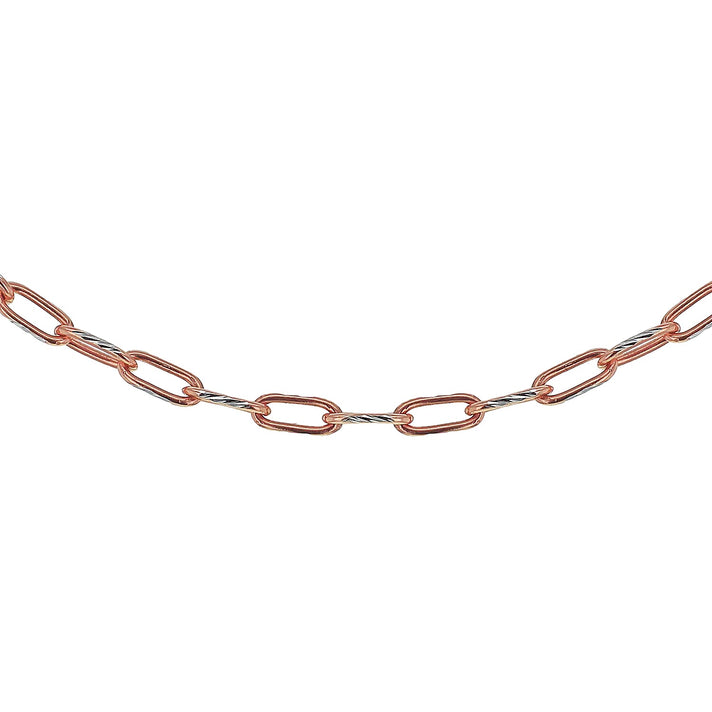 Sterling Silver 2 Tone Diamond Cut Paperclip Chain 24 Inch 7611210 2