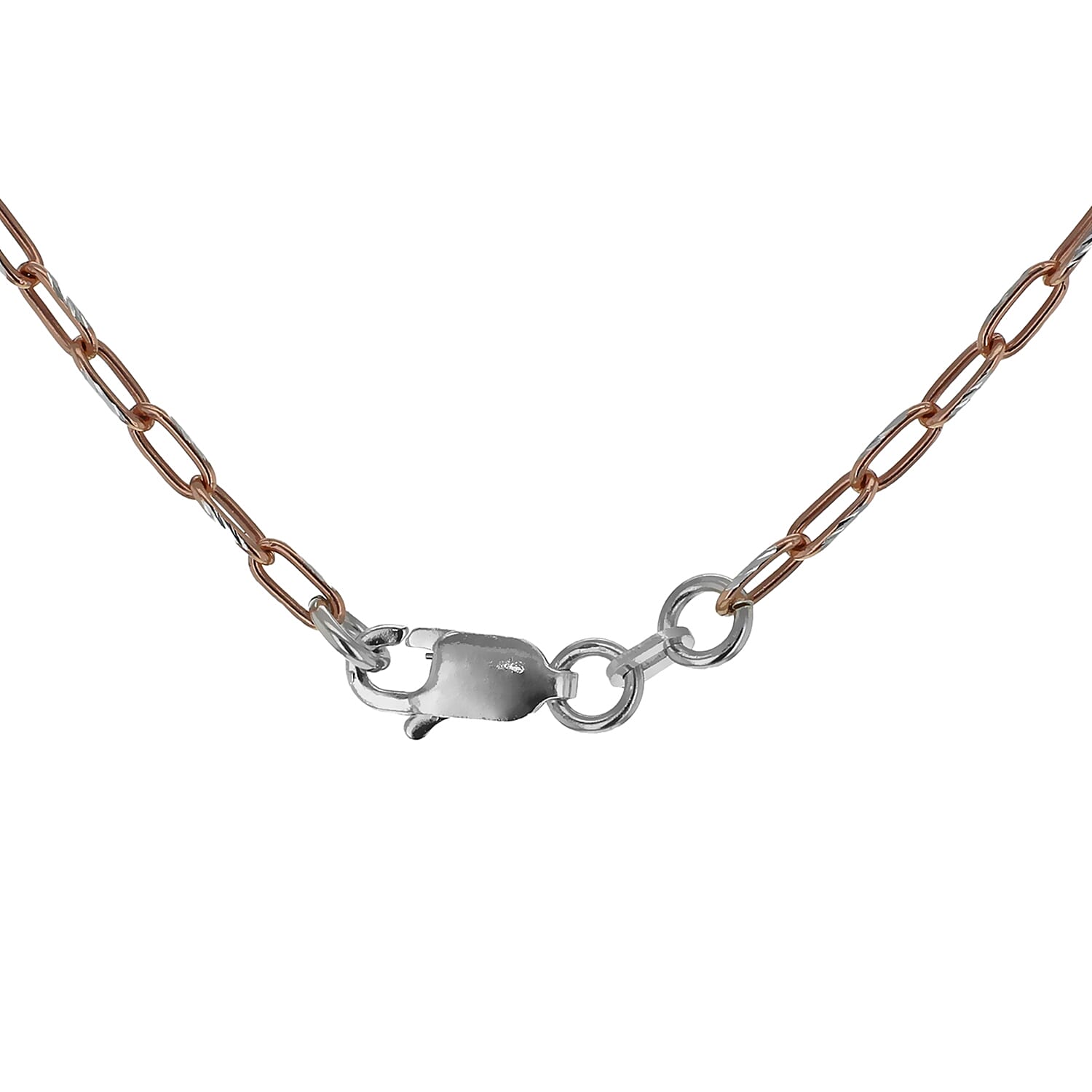 Sterling Silver 2 Tone Diamond Cut Paperclip Chain 24 Inch 7611210 7