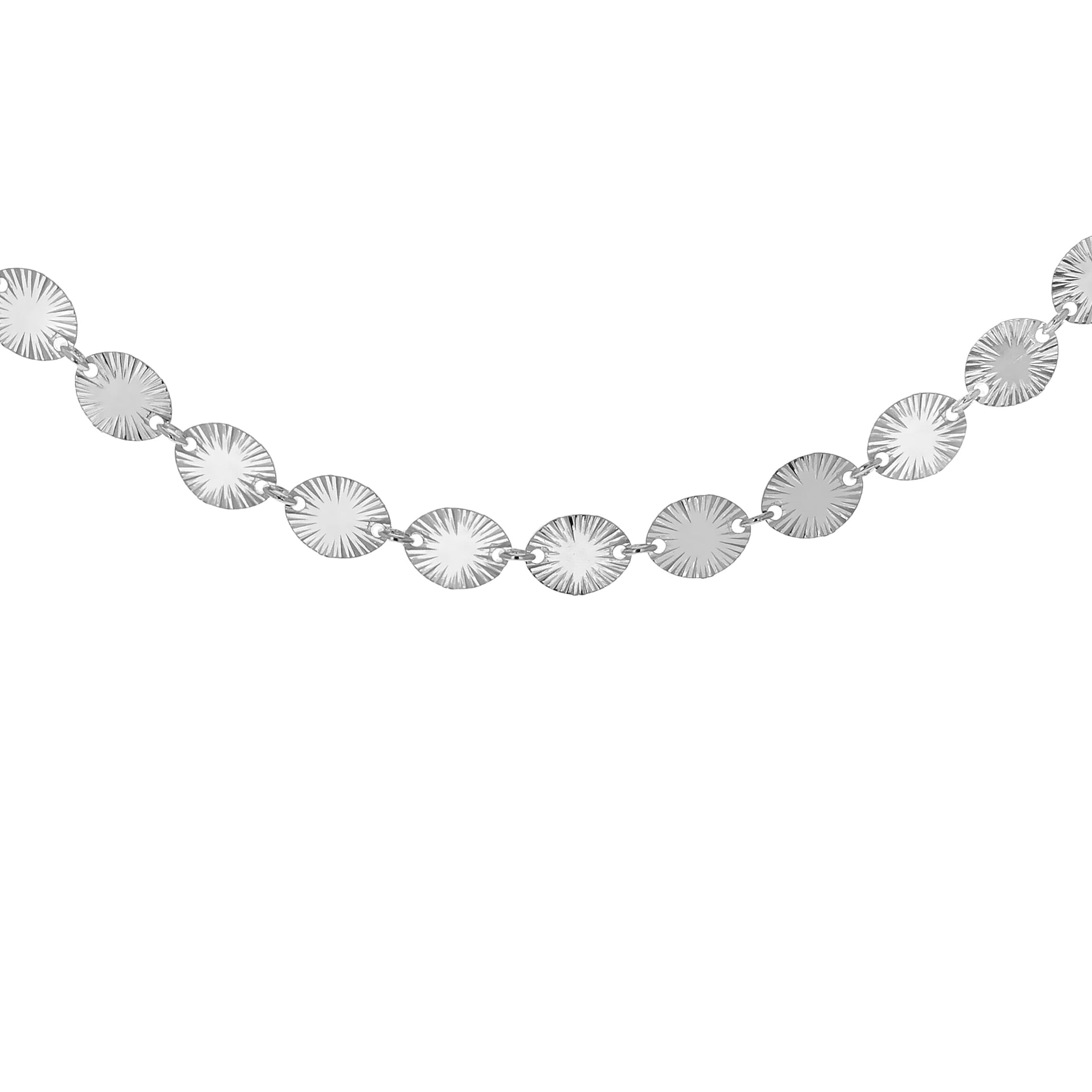 Sterling Silver 4.6mm Star Burst Oval Disc Necklace 30 Inch 7620331 0