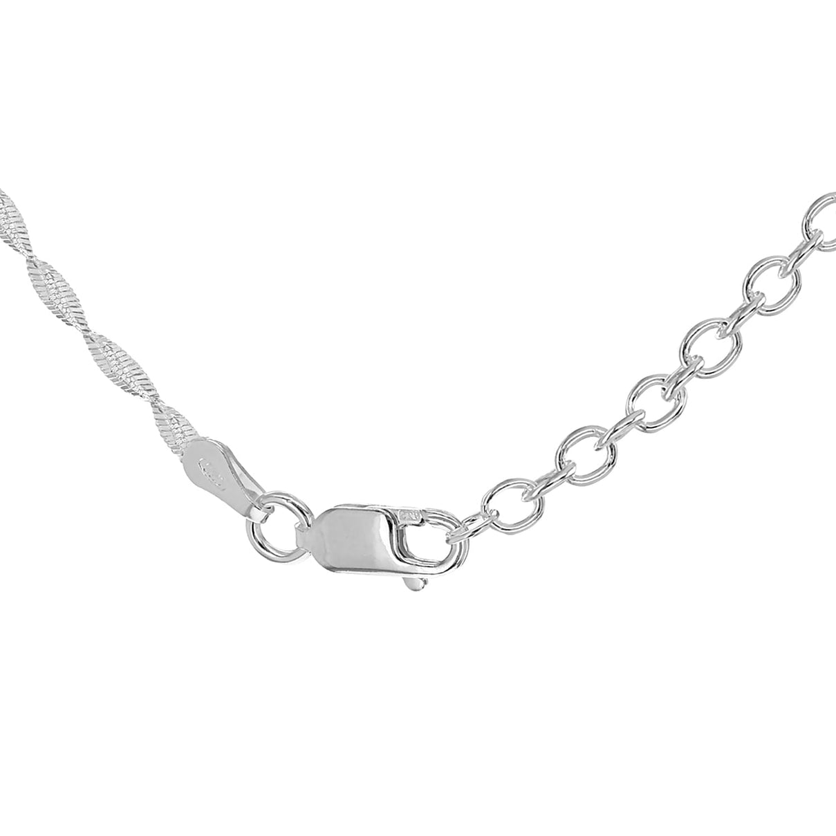 Sterling Silver 2.2mm Twisted Herringbone Necklace 17.5 Inch - 19.5 Inch 7619194 1
