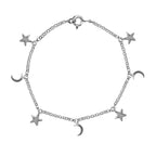 New York Close Out Deal - Sterling Silver Charms Bracelet (Size - 7.5) with Lobster Clasp