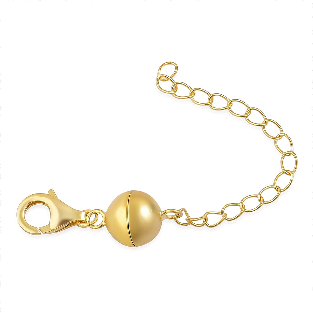 Magnetic Lock with 2inch Extender with Lobster Clasp in Gold Plated Silver